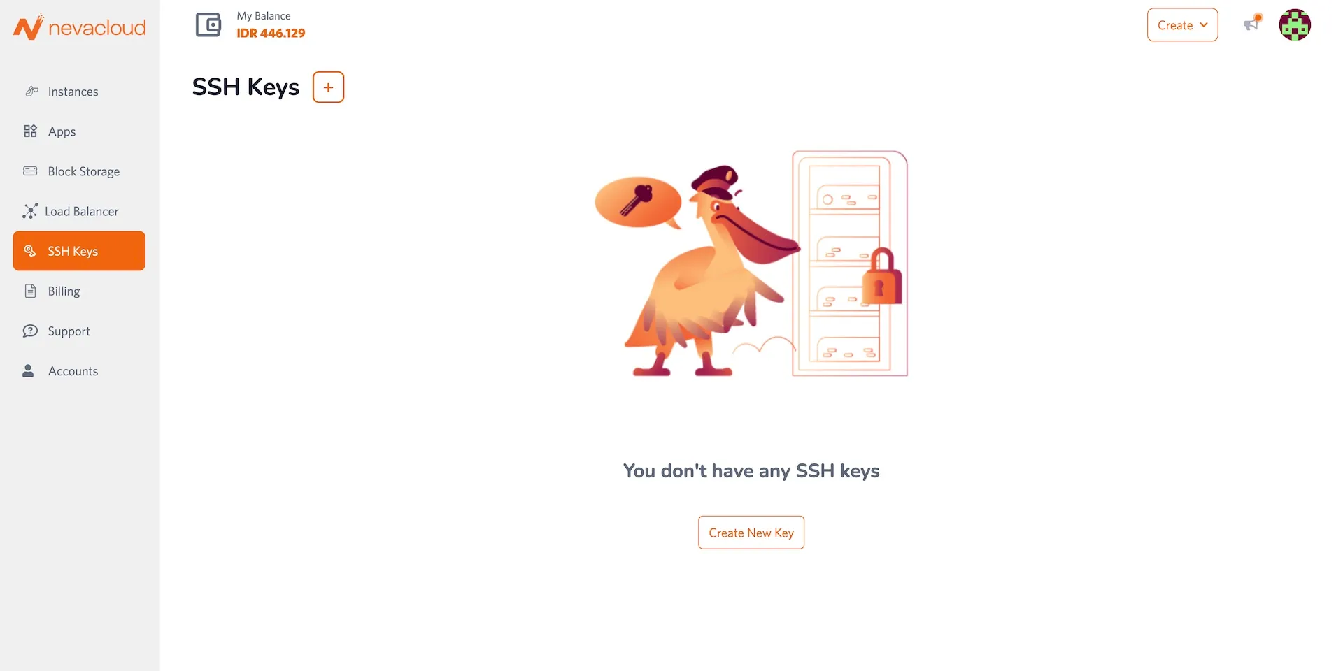 Nevacloud dashboard